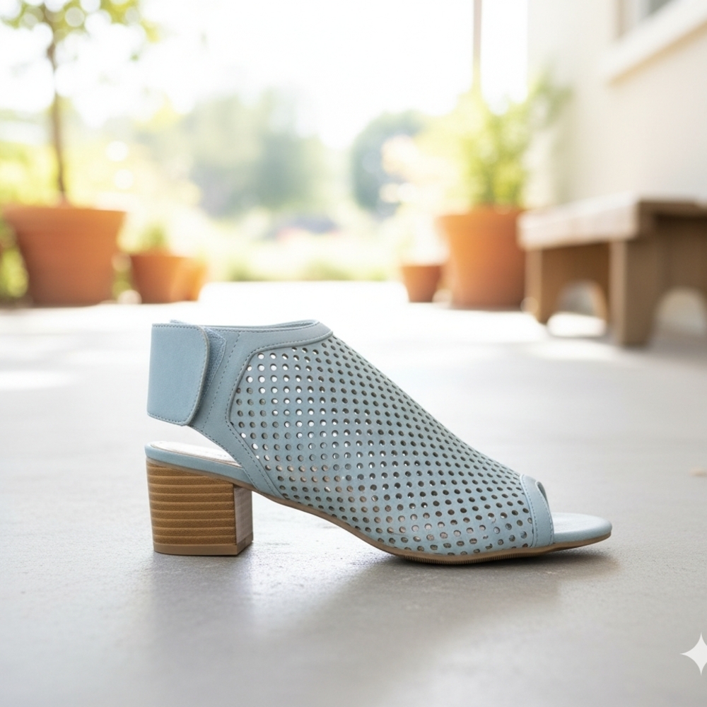 J. Adams 'Maddie'  Light Blue Perforated Block Heel Sandal